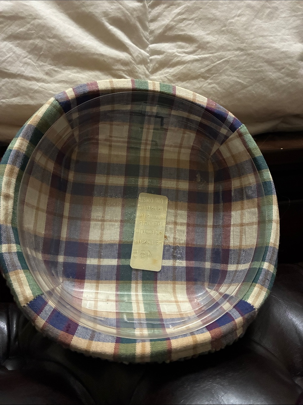 Lingaberger Small Catch All Basket Fabric Lined Basket - Blue, Green, Cream